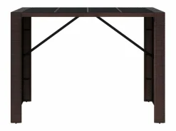 New Lou Mesa alta bar superficie vidrio ratán PE marrón 145x80x110 cm Mesa Alta