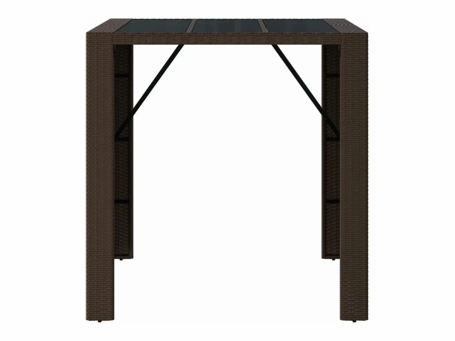 Outlet Garden Furniture Lou Mesa bar con superficie cristal ratán PE marrón 105x80x110 cm Marru00f3n
