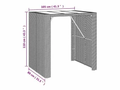 Outlet Garden Furniture Lou Mesa bar con superficie cristal ratán PE marrón 105x80x110 cm Marru00f3n