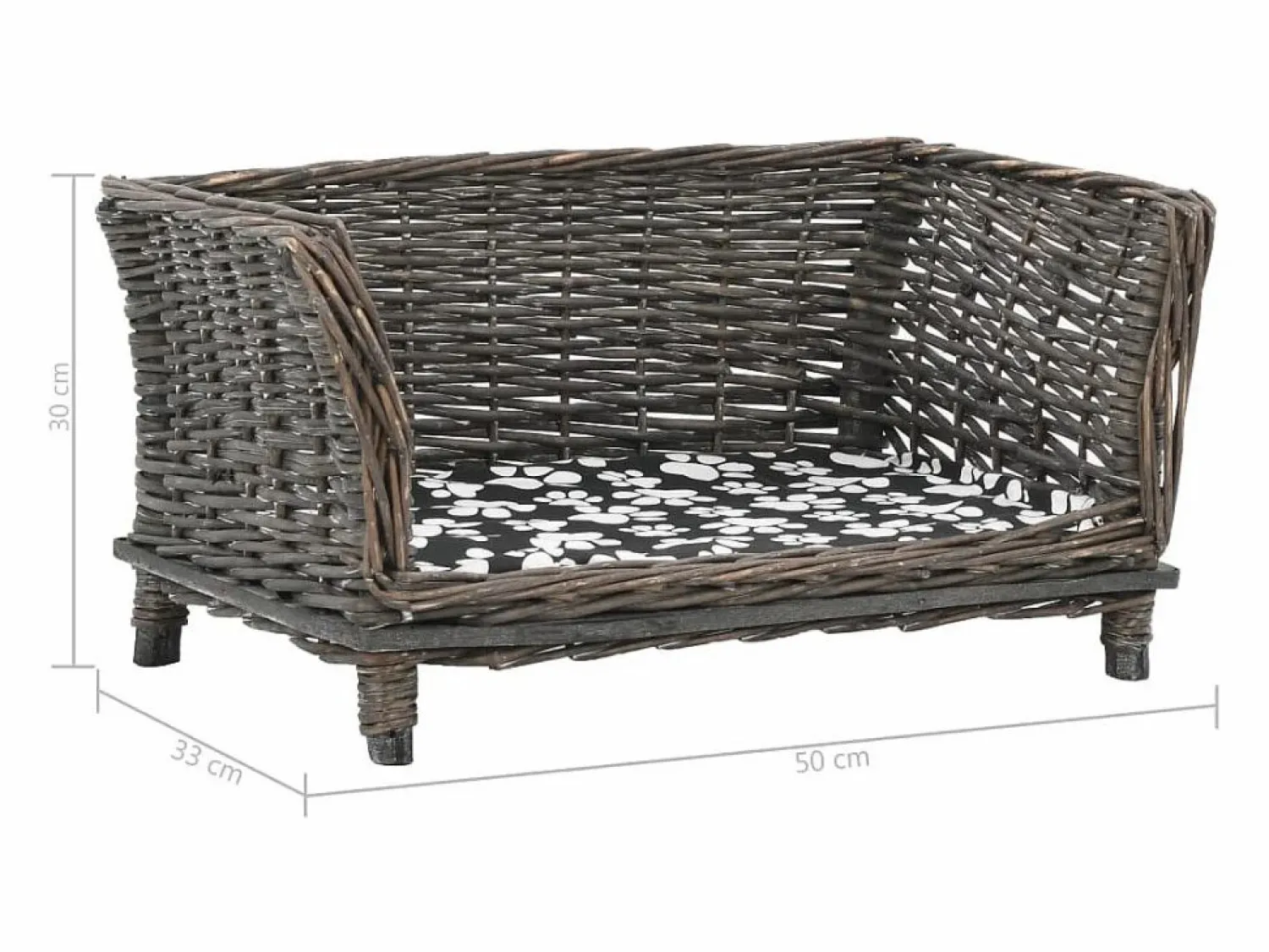 Garden Furniture Louis-Léon Cesta para perros con cojín sauce natural 50x33x30 cm