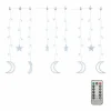 Sale Luces estrella y luna 138 LEDs blanco frío con control remoto Guirnalda Luminosa