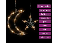 vidaxl Luces estrella y luna 138 LEDs blanco cálido con control remoto