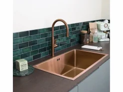 Online Luisa fregadero 1 cubeta grande 76x45 en acero inoxidable cobre cepillado Fregadero
