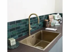 Hot Luisa fregadero 1 cubeta grande 76x45 en acero inoxidable oro cepillado Fregadero