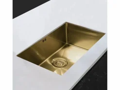 Hot Luisa fregadero 1 cubeta grande 76x45 en acero inoxidable oro cepillado Fregadero