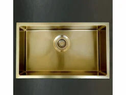 Hot Luisa fregadero 1 cubeta grande 76x45 en acero inoxidable oro cepillado Fregadero