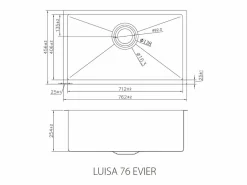 Online Essebagno Luisa Fregadero 1 seno grande 76x45 en acero inoxidable Bronce