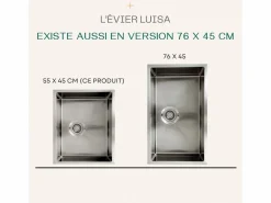 Online Essebagno Luisa Fregadero 1 seno grande 76x45 en acero inoxidable Bronce
