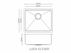 Clearance Essebagno Luisa Fregadero 1 seno 55x45 en acero inoxidable Bronce