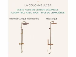 New Essebagno Luisa II Columna de ducha termostática de cobre cepillado Cobrizo