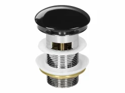Hot LuxeBath Desagüe universal para lavabo y lavamanos con rebosadero válvula de drenaje Pop Up acero inoxidable brillante 1 1/4 Pulgadas Negro