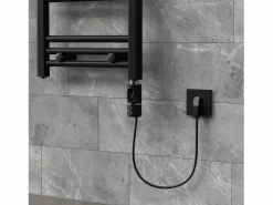 Luxebath Elemento calefactor eléctrico 900W acero inoxidable negro para radiador con termostato y pantalla digital, regulador con modo temporizador Plateado