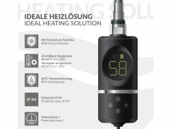 Hot Luxebath Elemento calefactor eléctrico 600W acero inoxidable negro para radiador con termostato y pantalla digital, regulador con modo temporizador Plateado