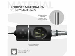 Hot Luxebath Elemento calefactor eléctrico 600W acero inoxidable negro para radiador con termostato y pantalla digital, regulador con modo temporizador Plateado