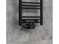 LuxeBath Juego griferia multiblock universal cabezal termostático para radiador baño conexión central, bloques grifos y válvula para calefactor