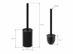 Outlet LuxeBath Módulo de armario empotrado para baño de acero inoxidable mate 60x20cm con tapa y escobilla WC nicho pared alicatable oculto encastrado Negro