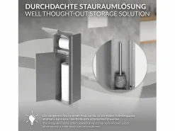 Discount Módulo de armario empotrado para baño de acero inoxidable 60x20cm con tapa y escobilla WC nicho pared alicatable oculto encastrado Estantería Sobre Inodoro