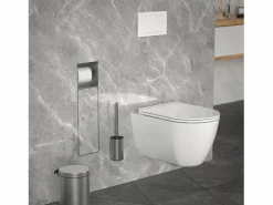 LuxeBath Módulo de armario empotrado para baño de acero inoxidable 60x20x10 cm con escobilla WC nicho de pared alicatable oculto encastrado