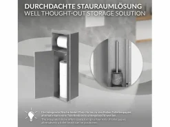LuxeBath Módulo de armario empotrado para baño de acero inoxidable 60x20x10 cm con escobilla WC nicho de pared alicatable oculto encastrado