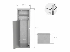 LuxeBath Módulo de armario empotrado para baño de acero inoxidable 60x20x10 cm con escobilla WC nicho de pared alicatable oculto encastrado
