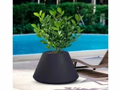 Sale Maceta cónica redonda de resina Stromboli antracita para plantas de interior y exterior, 60 x 35 cm Gris