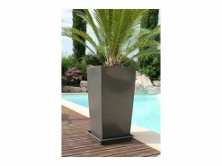 Best Riviera Maceta Nuance - Cuadrada - 29 x 29 x 52 cm - 32,6 L - brillante Gris