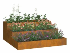 Outlet Maceta para Jardín | Jardinera | Macetero Oxidado 90 x 90 x 35 cm Acero oxidado Naranja