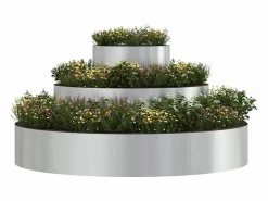 Hot Maceta para Jardín | Jardinera | Macetero 120 x 120 x 20 cm Acero galvanizado Plateado