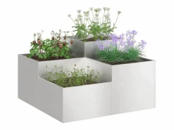 Maceta para Jardín | Jardinera | Macetero 80 x 80 x 48 cm Acero inoxidable Plateado