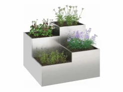 Outlet Maceta para Jardín | Jardinera | Macetero 100 x 100 x 60 cm Acero inoxidable Plateado