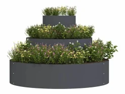 Best Maceta para Jardín | Jardinera | Macetero Antracita 90 x 90 x 20 cm Acero Macetero