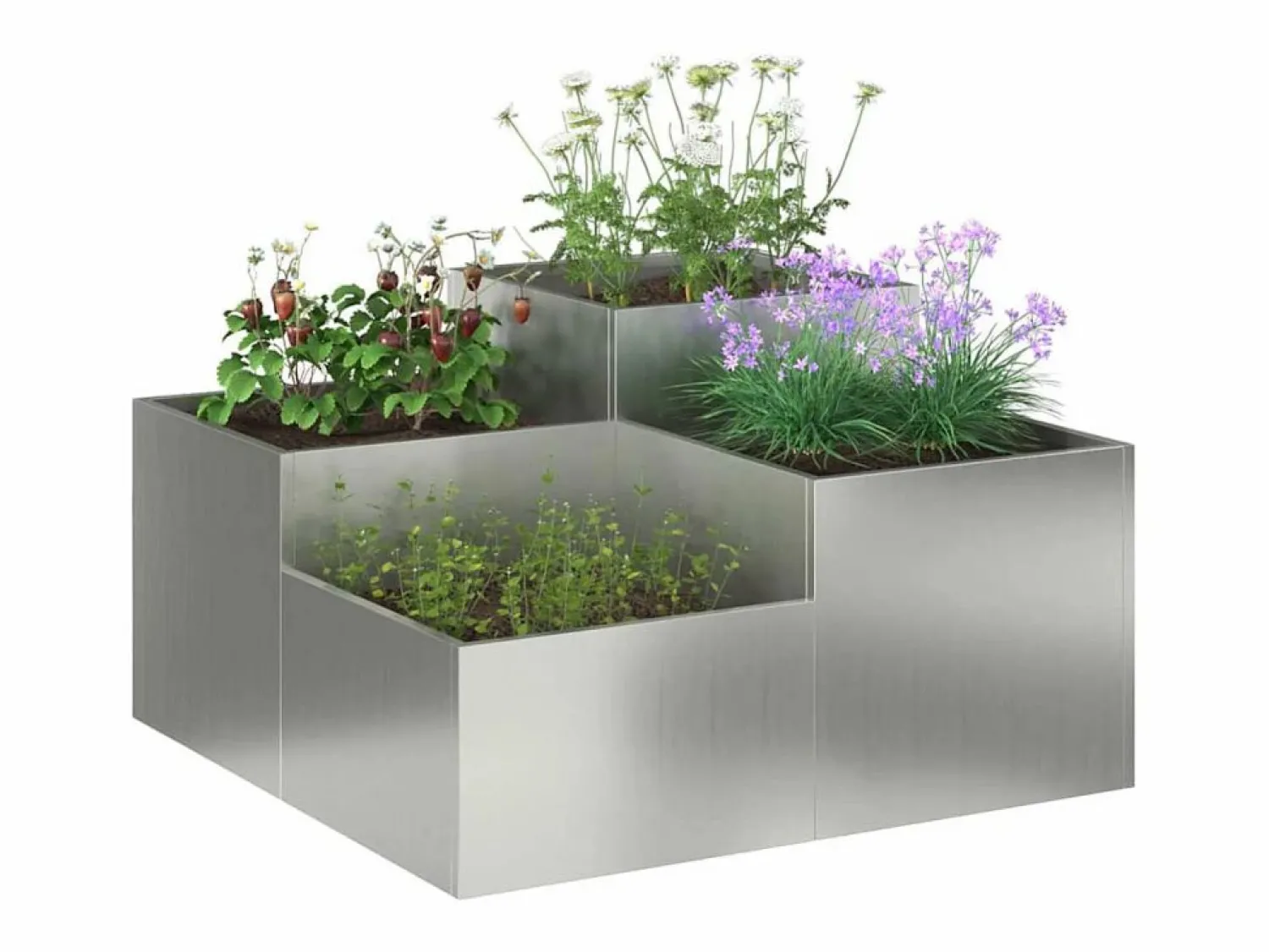 Clearance Maceta para Jardín | Jardinera | Macetero 100 x 100 x 48 cm Acero galvanizado Macetero