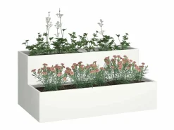 New Maceta para Jardín | Jardinera | Macetero 100 x 60 x 45 cm Acero Blanco