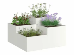 New Maceta para Jardín | Jardinera | Macetero 80 x 80 x 48 cm Acero Blanco