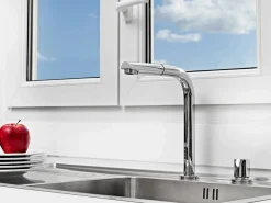 Magic Grifo mezclador fregadero cromado abatible extraíble 2 orificios 'especial ventana Grifo De Cocina