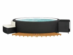 Maison Exclusive Borde bañera hidromasaje madera acacia y ratán sintético
