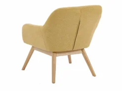 Moloo MALMO-Sillón de madera natural y tela Trendy Safran