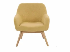 Moloo MALMO-Sillón de madera natural y tela Trendy Safran