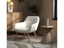 Moloo MALMO-Sillón de madera natural y tela Trendy
