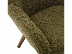 MALMO-Sillón de madera patinada nogal y tejido de rizo Army Sillón Escandinavo