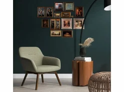 Online Moloo MALMO-Sillón de madera patinada nogal y tejido Trendy Sauge Verde