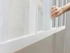 Vente-unique Mampara corredera de cristal RAVENA en cristal templado y aluminio con recubrimiento de polvo , 120x105 cm