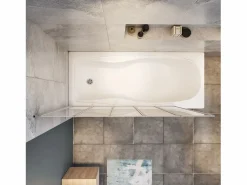 Aica Mampara de bañera 5 hojas plegables-vidrio templado 4mm perfil gris mate-(1193-1203)x1400mm