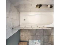 Aica Mampara de bañera 4 hojas plegables vidrio templado 4mm perfil gris mate (890-900)x1400mm