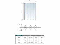 Aica Mampara de bañera 4 hojas plegables vidrio templado 4mm perfil gris mate (890-900)x1400mm