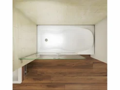 Best Mampara de bañera abatible giratoria bisagra 2 hojas cristal templado 5 mm 1100x1400mm Mampara De Bañera