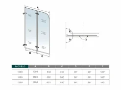 Best Mampara de bañera abatible giratoria bisagra 2 hojas cristal templado 5 mm 1100x1400mm Mampara De Bañera
