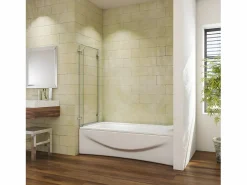 Discount Aica Mampara de bañera abatible giratoria bisagra 2 hojas cristal templado 5 mm 1200x1400mm Transparente