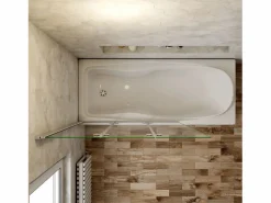 Aica Mampara de bañera abatible 3 hojas cristal antical 6mm 3 veces plegable (1280-1300)x1400mm Transparente