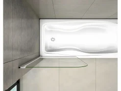 Online Mampara de bañera abatible-cristal templado 4mm con perfil gris mate-(690-700)x1400mm Mampara De Bañera